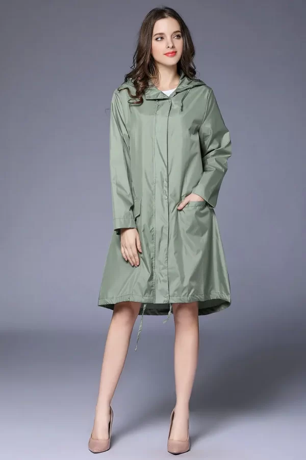Raincoat Women Men Ladies Rain Coat Poncho Breathable Long Portable Water-Repellent Rainwear Jacket 3