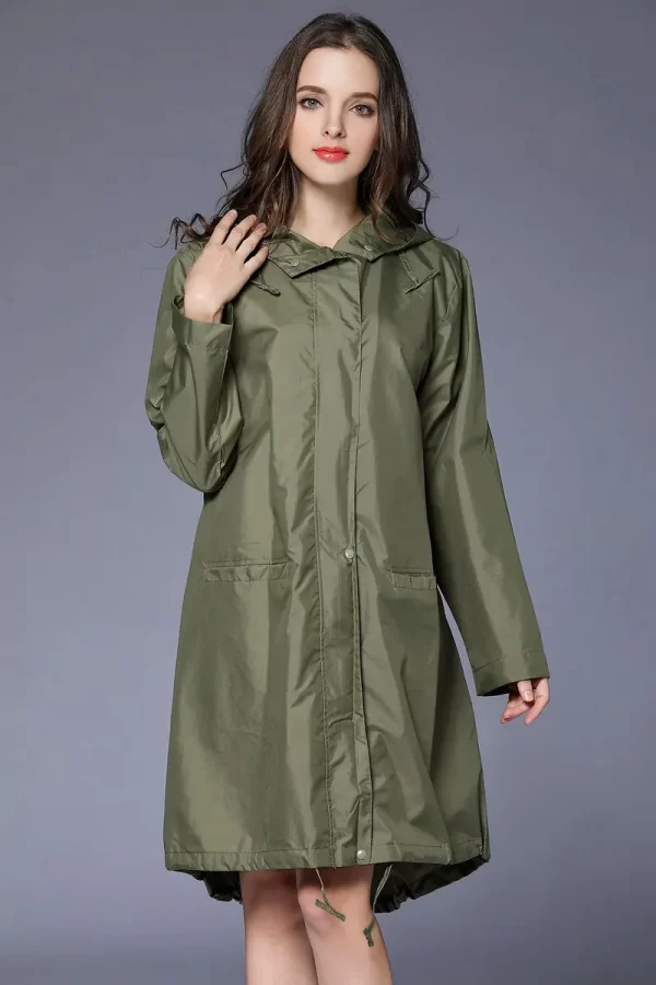 Raincoat Women Men Ladies Rain Coat Poncho Breathable Long Portable Water-Repellent Rainwear Jacket 2